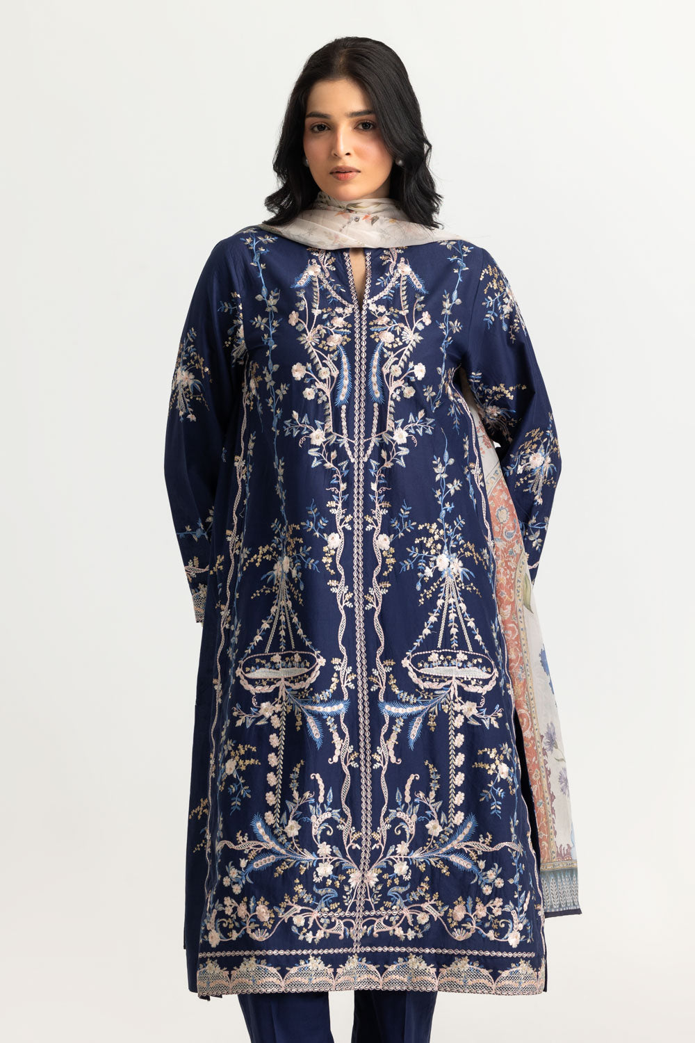 3PC Lawn Embroidered Suit With Printed Silk Dupatta