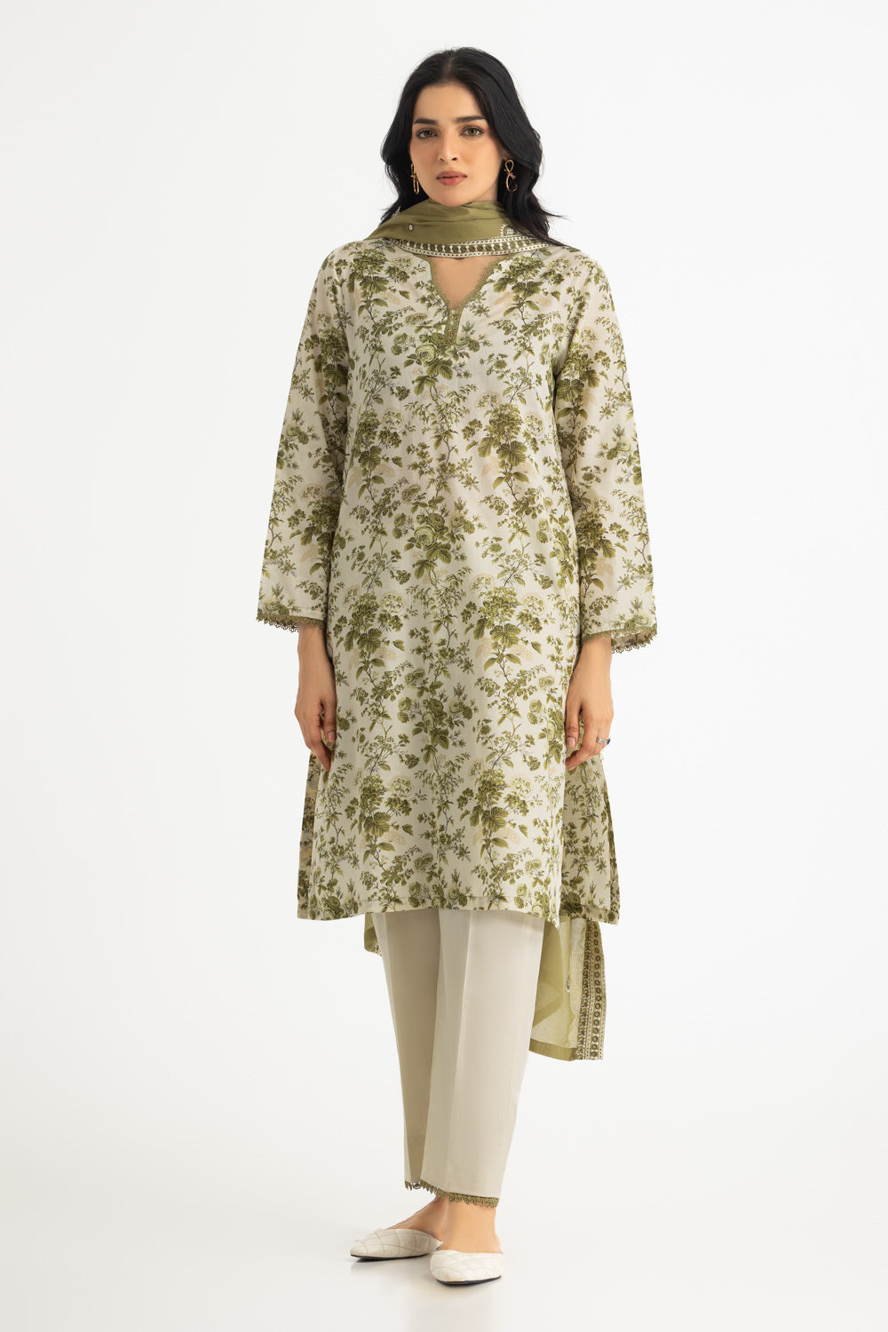 3PC Lawn Printed Suit With Denting Lawn Embroidered Dupatta