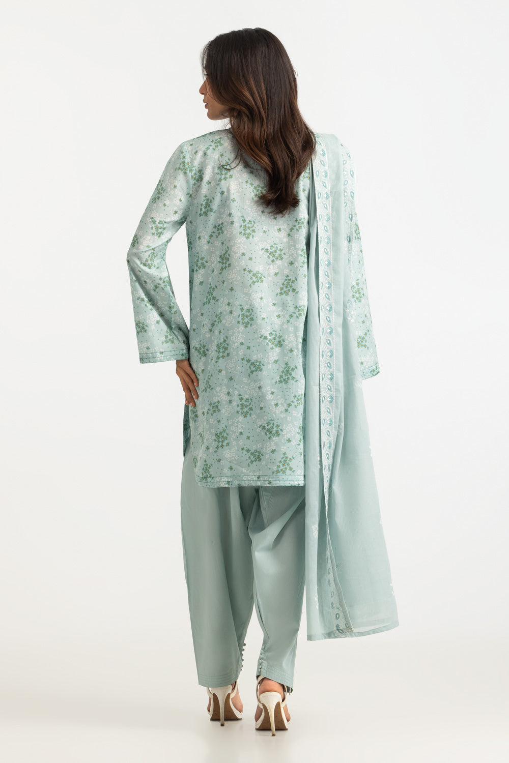 3Pc Lawn Printed Suit With Embroidered Dupatta