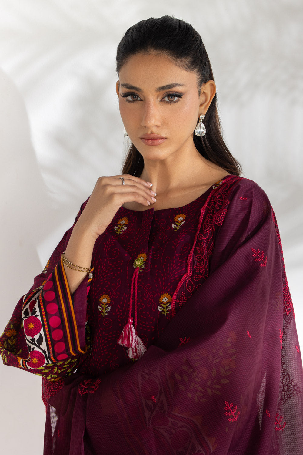 3PC Lawn Printed Suit With Embroidered