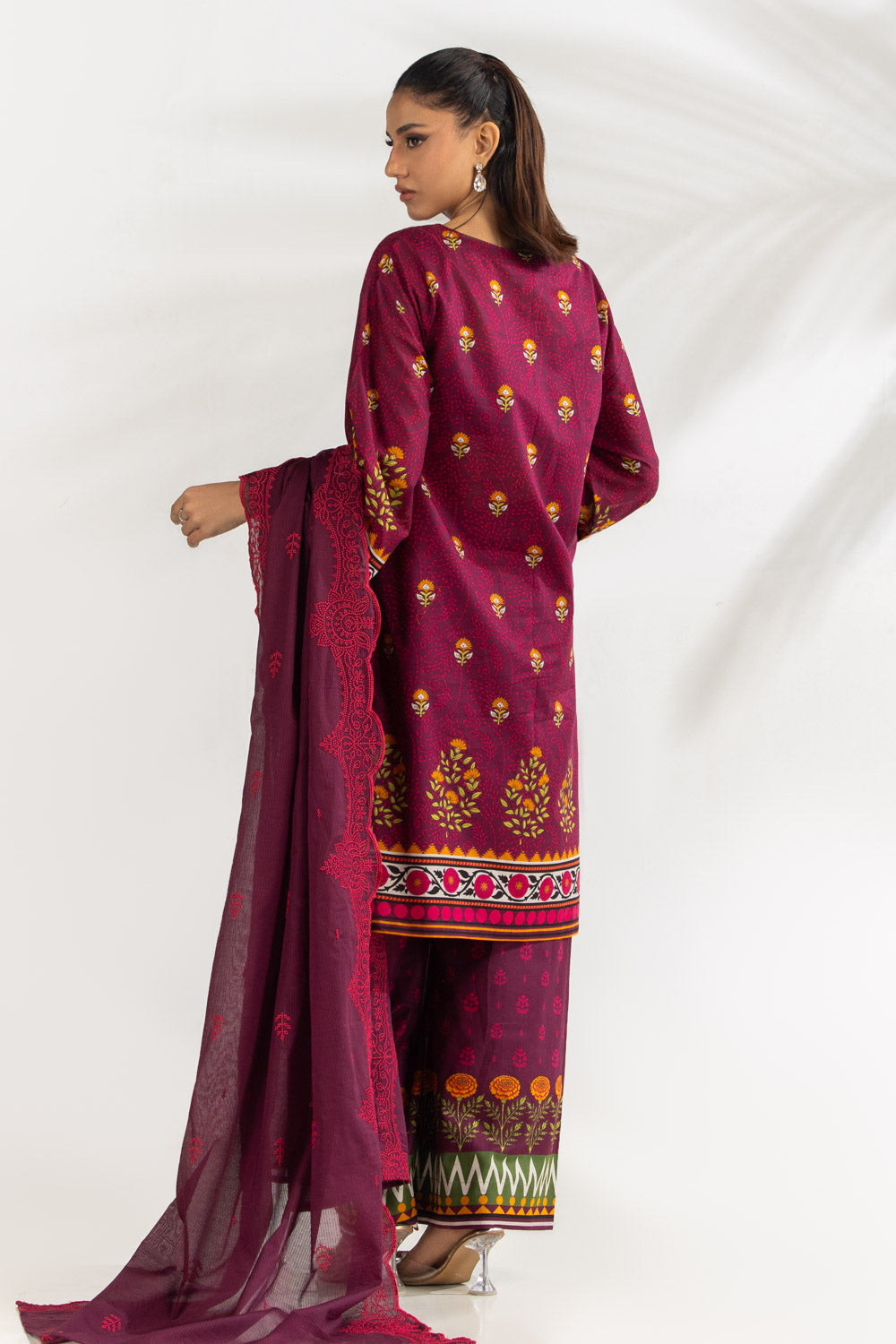 3PC Lawn Printed Suit With Embroidered