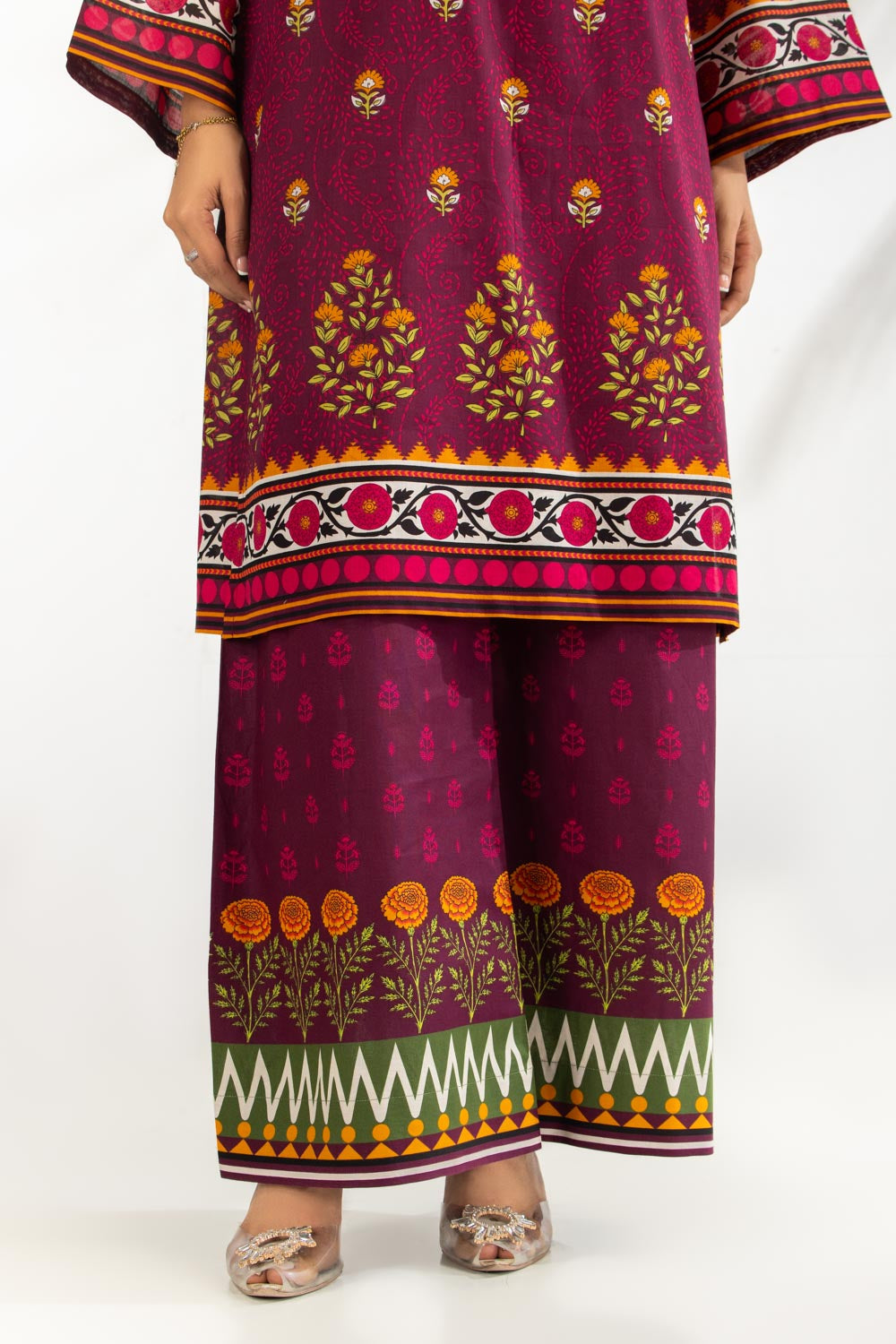 3PC Lawn Printed Suit With Embroidered
