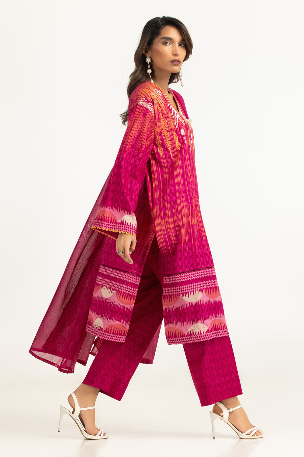 3PC Lawn Printed Suit With Embroidered