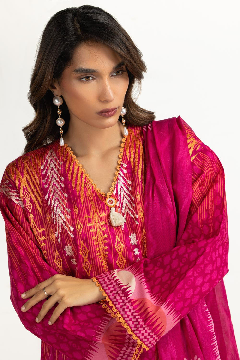 3PC Lawn Printed Suit With Embroidered