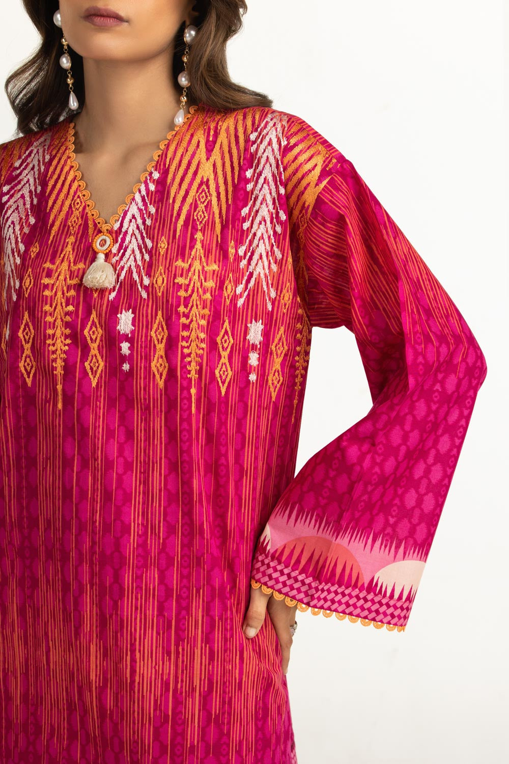3PC Lawn Printed Suit With Embroidered