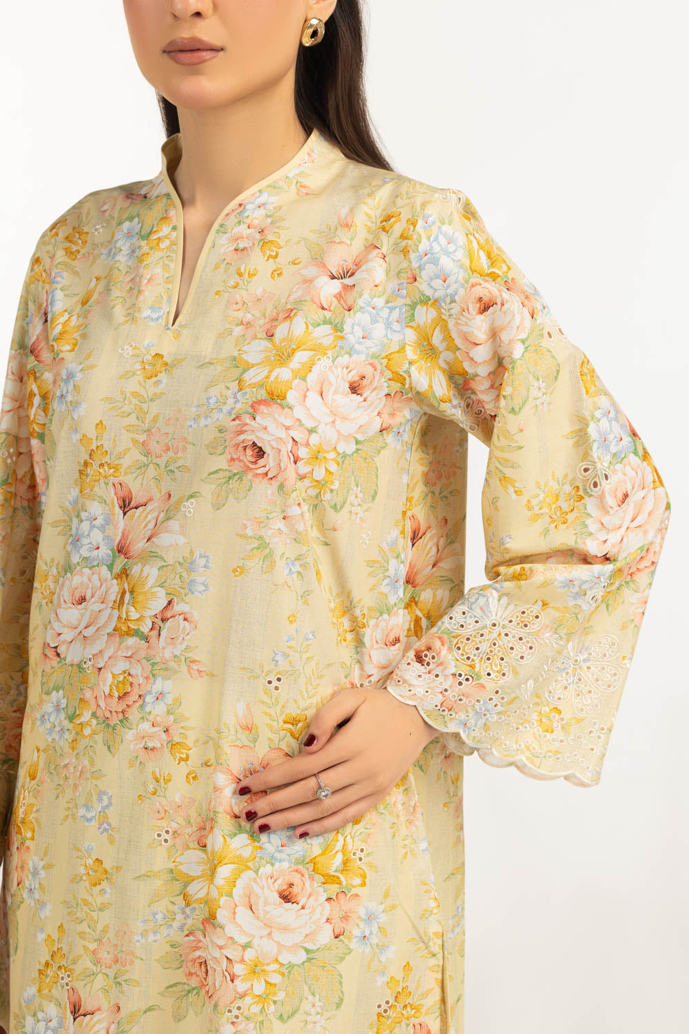 3PC Lawn Printed Suit With Embroidered
