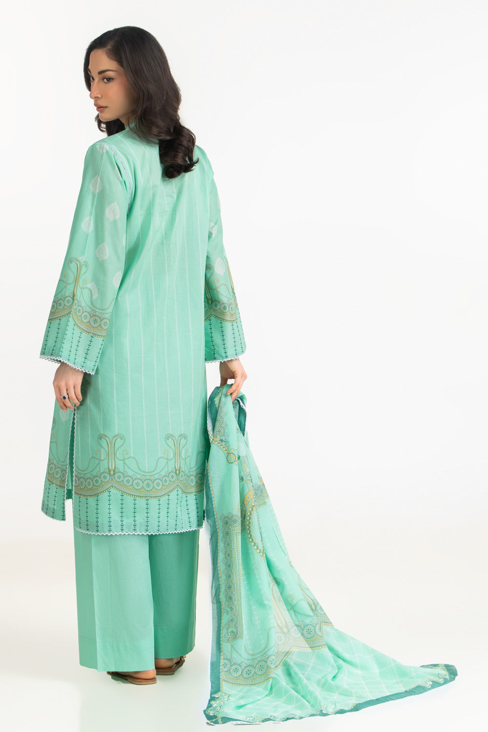 3PC Lawn Printed Suit With Embroidered