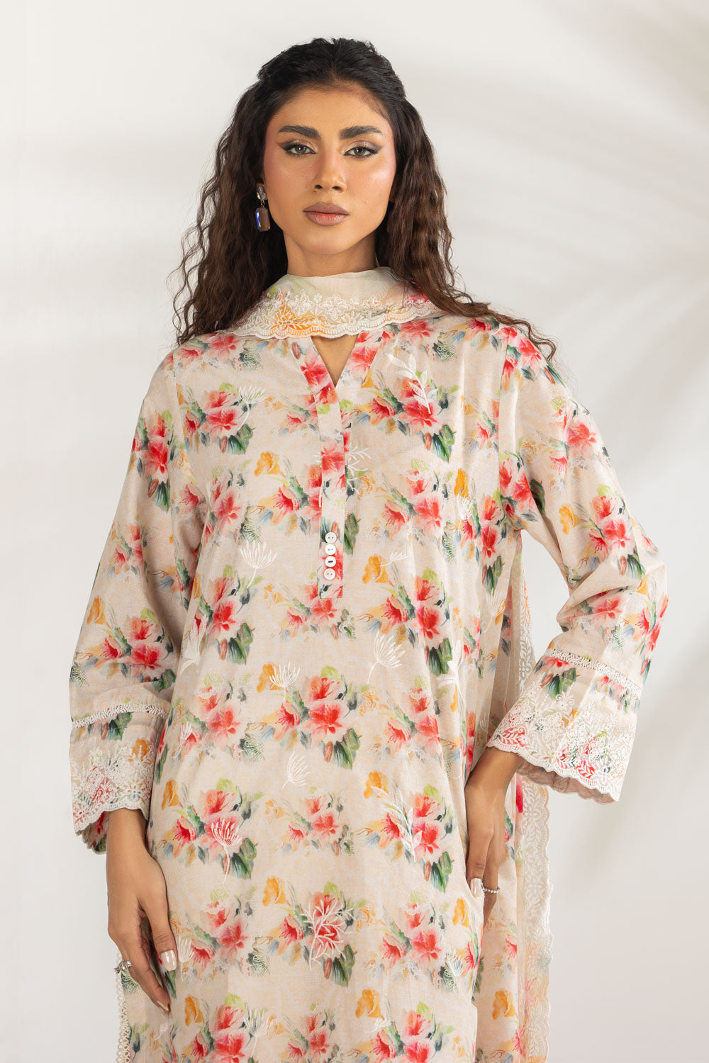 3PC Lawn Printed Suit With Embroidered