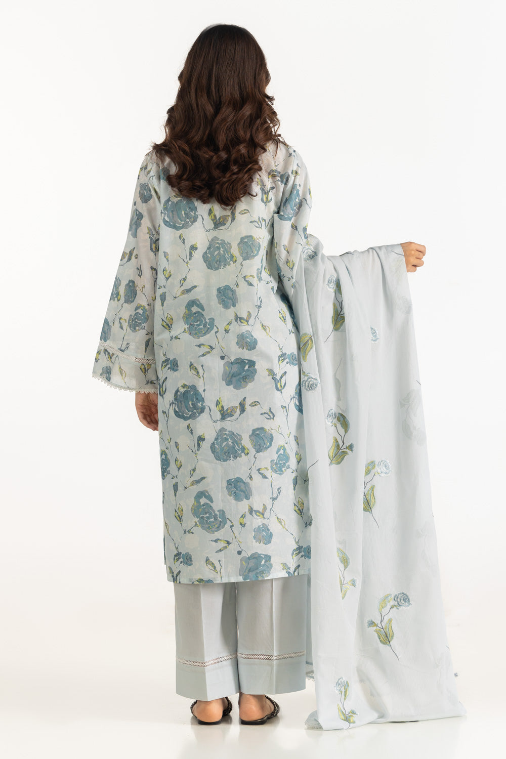 3PC Lawn Printed Suit With Embroidered