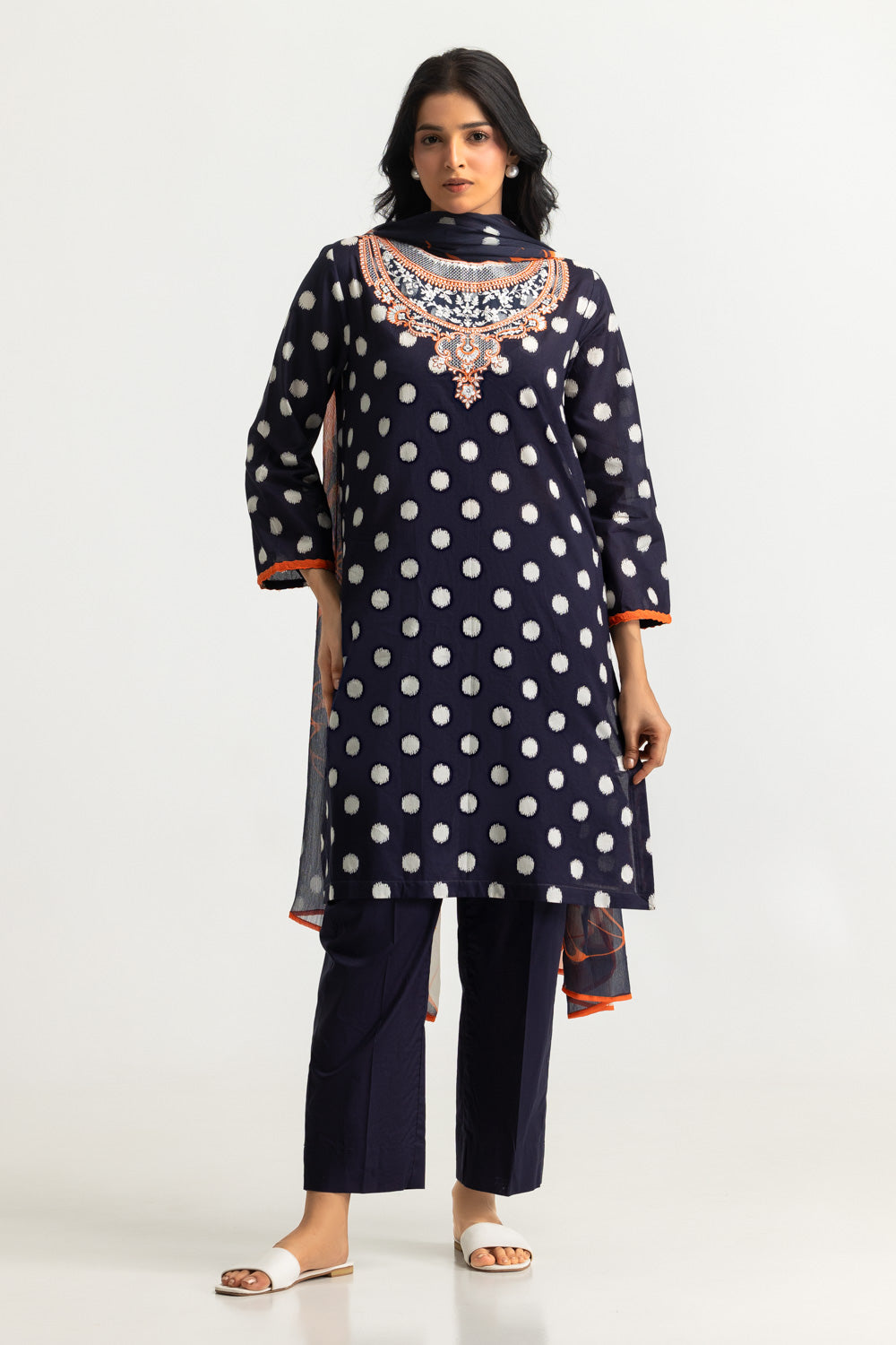 3PC Lawn Printed Suit With Embroidered