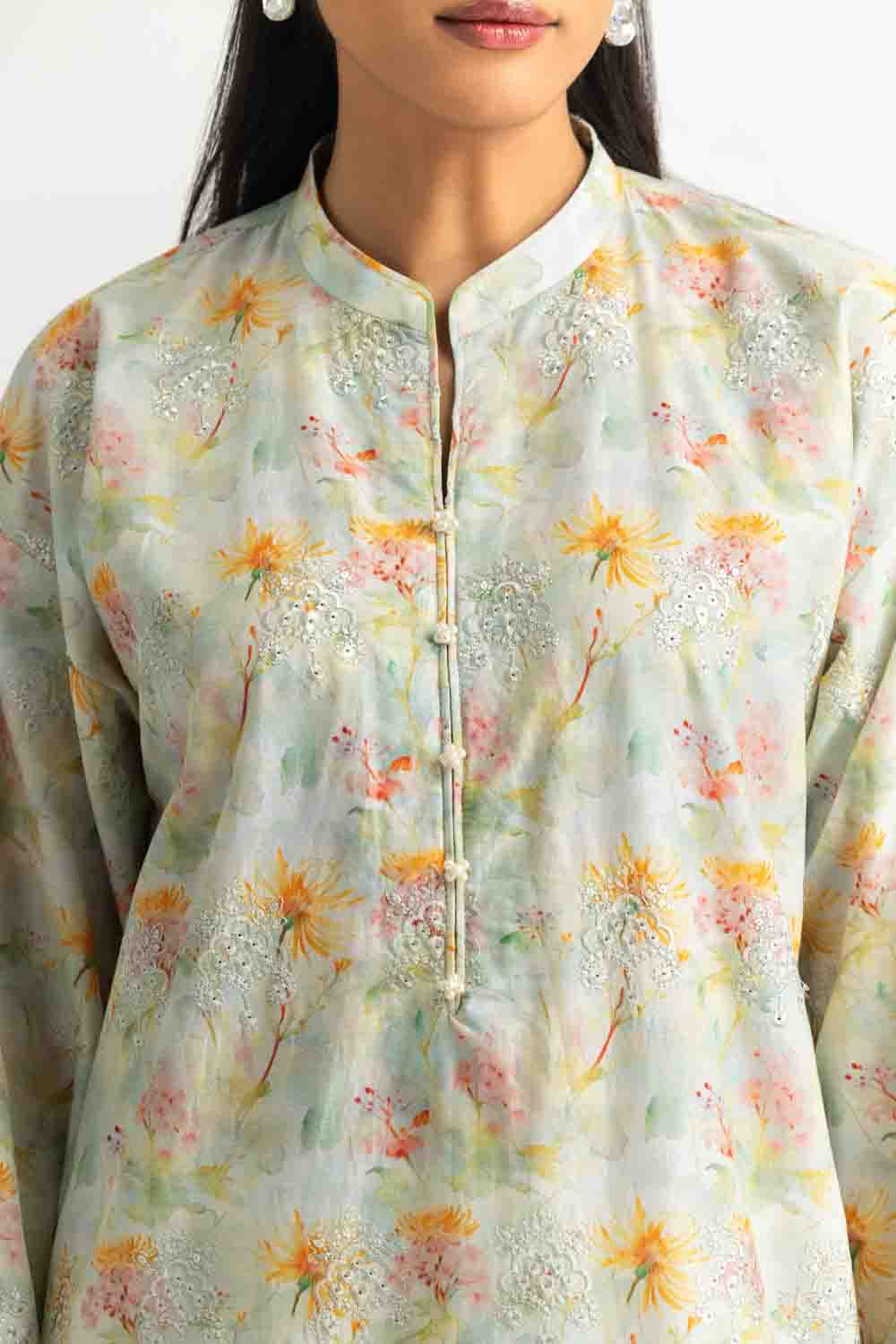 3PC Lawn Printed Suit With Embroidered