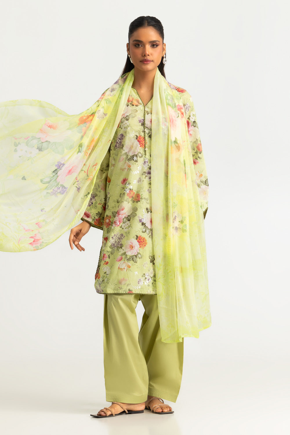 3PC Lawn Printed Suit With Embroidered
