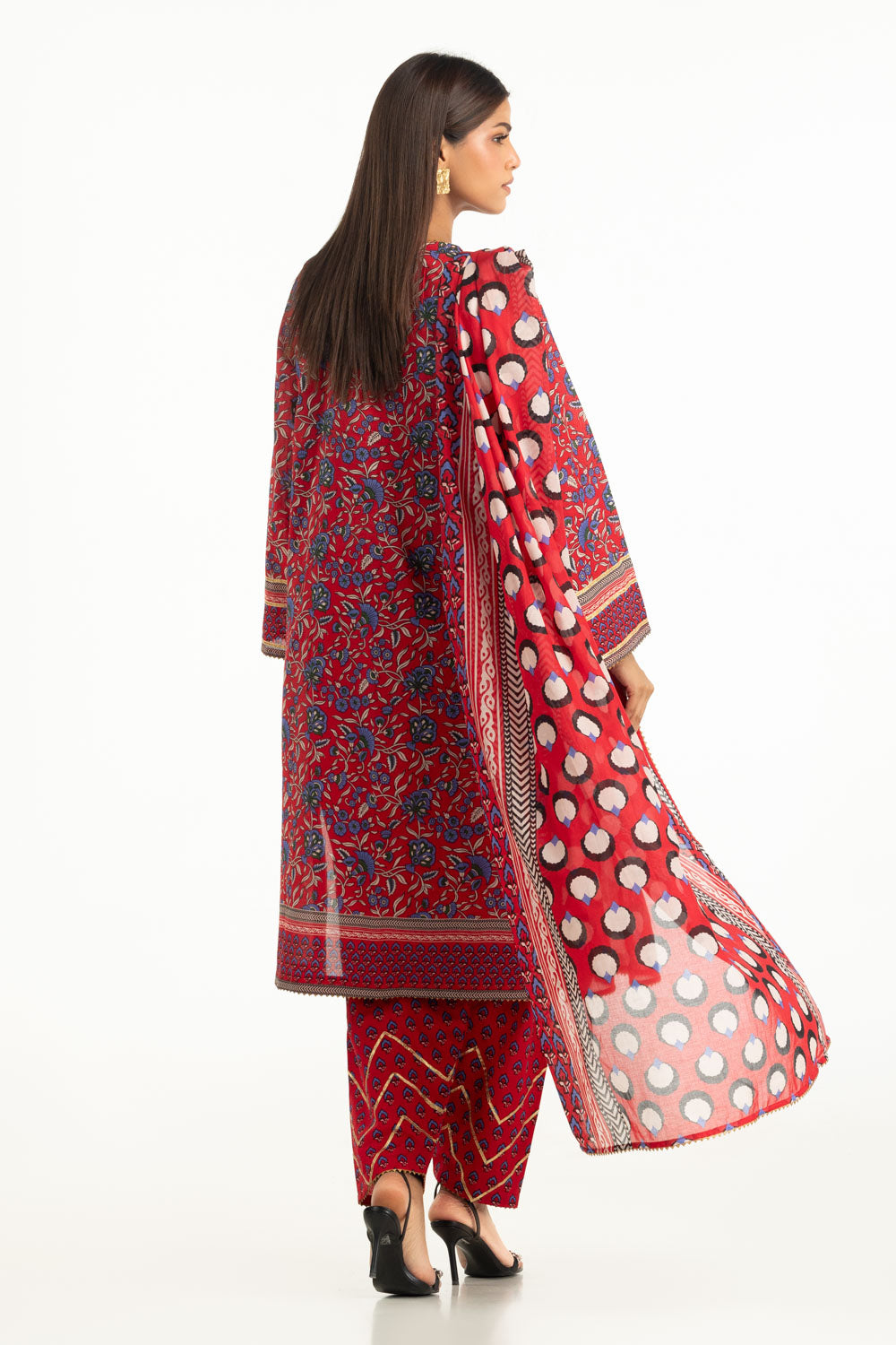3PC Lawn Printed With Gota Embroidered Suit