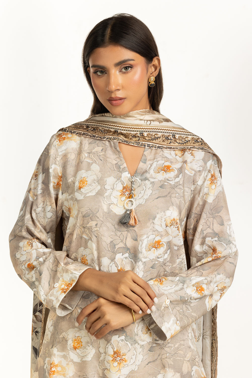 3PC Linen Printed Suit - W-AP-UTS-25-443391