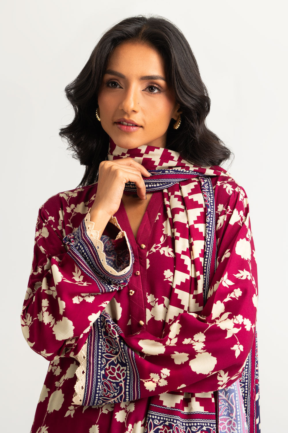3PC Linen Printed Suit - W-AP-UTS-26-483672