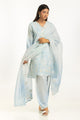 3PC Poly Slub Printed Suit With Embroidered