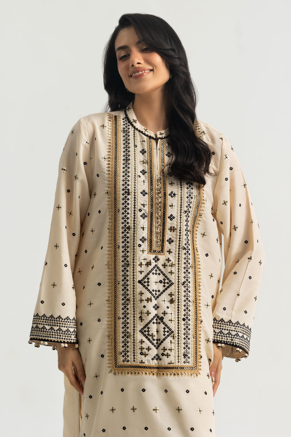 3PC Raw Silk Embroidered Suit