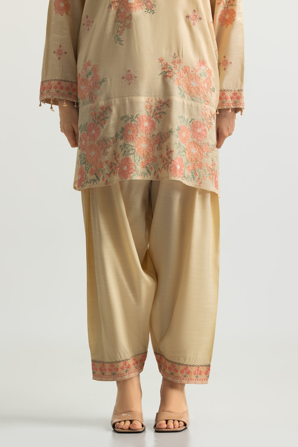 3PC Raw Slik Embroidered Suit