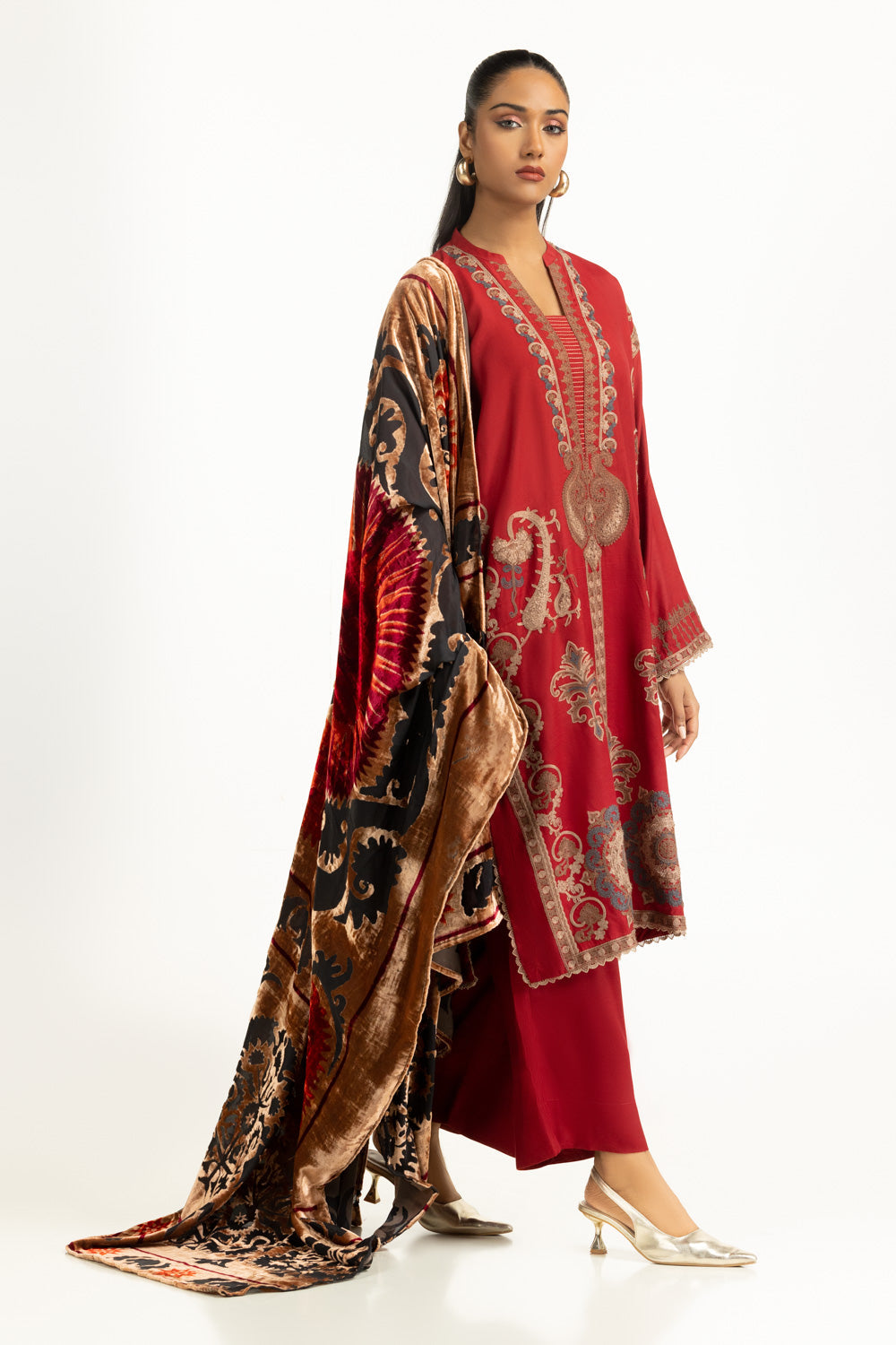 3PC Rawsilk Embroidered Suit