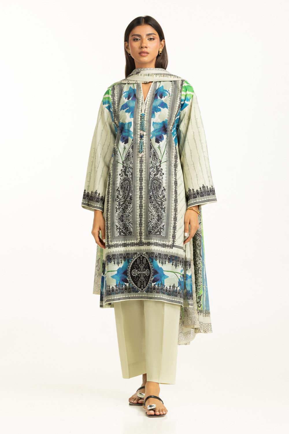 3PC Self Jacquard Printed Suit
