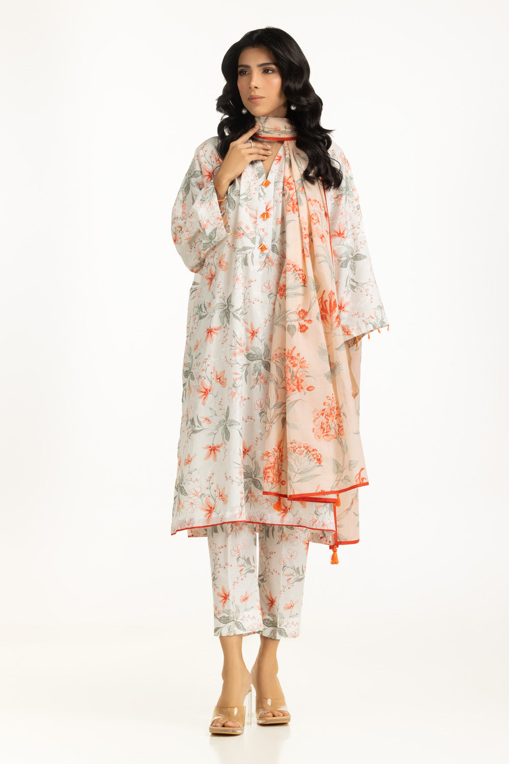 3PC Self Jacquard Printed Suit