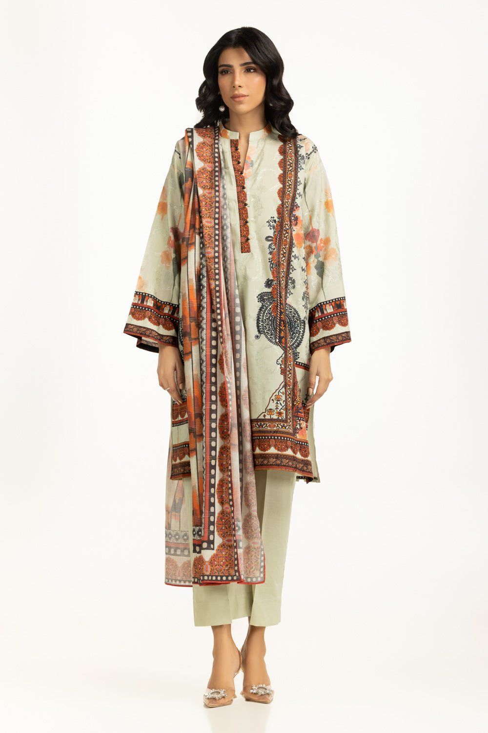 3PC Self Jacquard Printed Suit