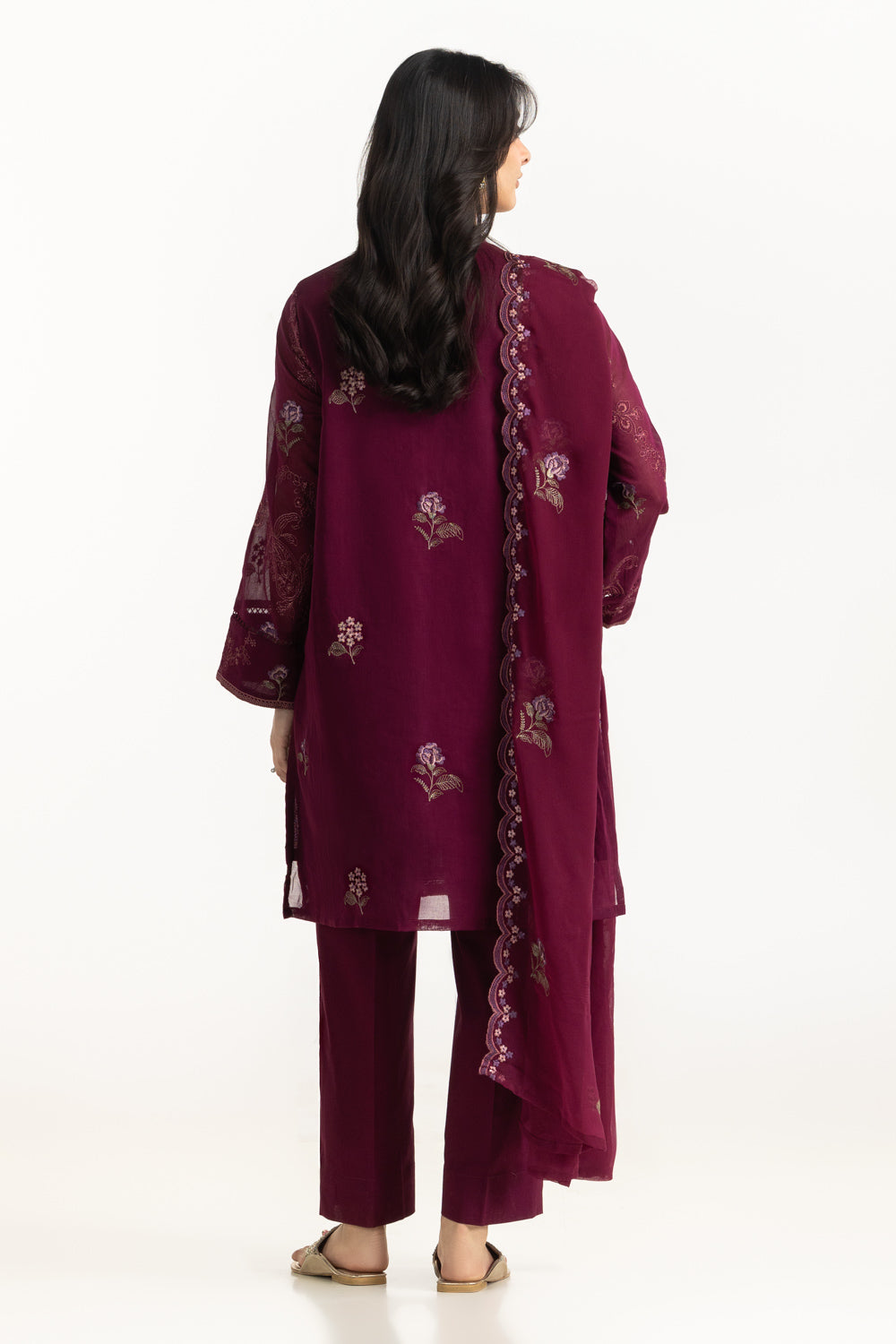 3PC Swiss Voile Embroidered Suit