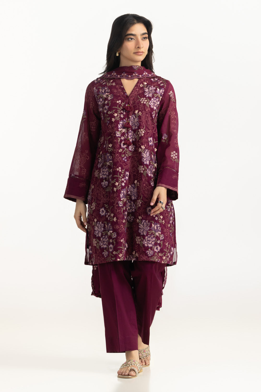 3PC Swiss Voile Embroidered Suit