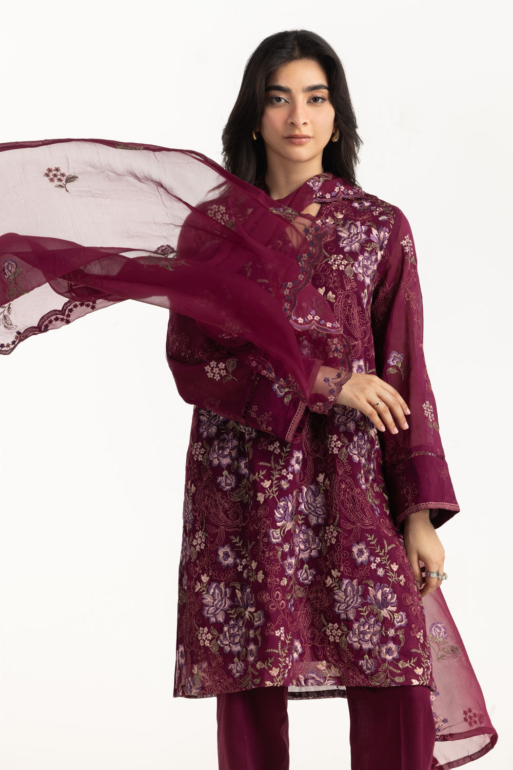 3PC Swiss Voile Embroidered Suit