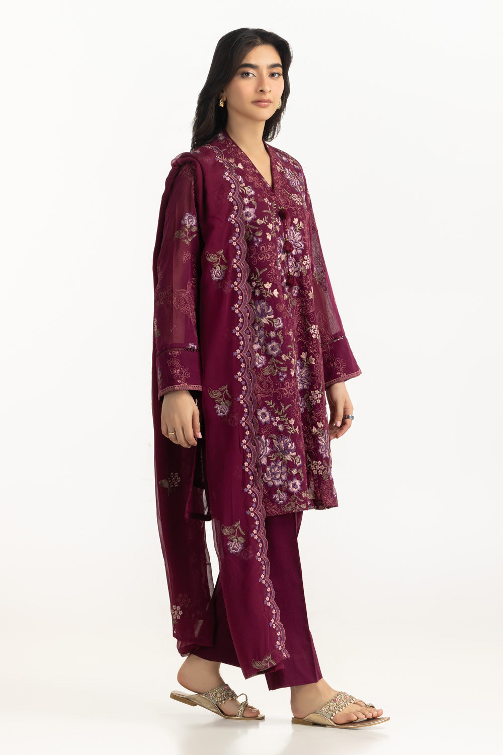 3PC Swiss Voile Embroidered Suit