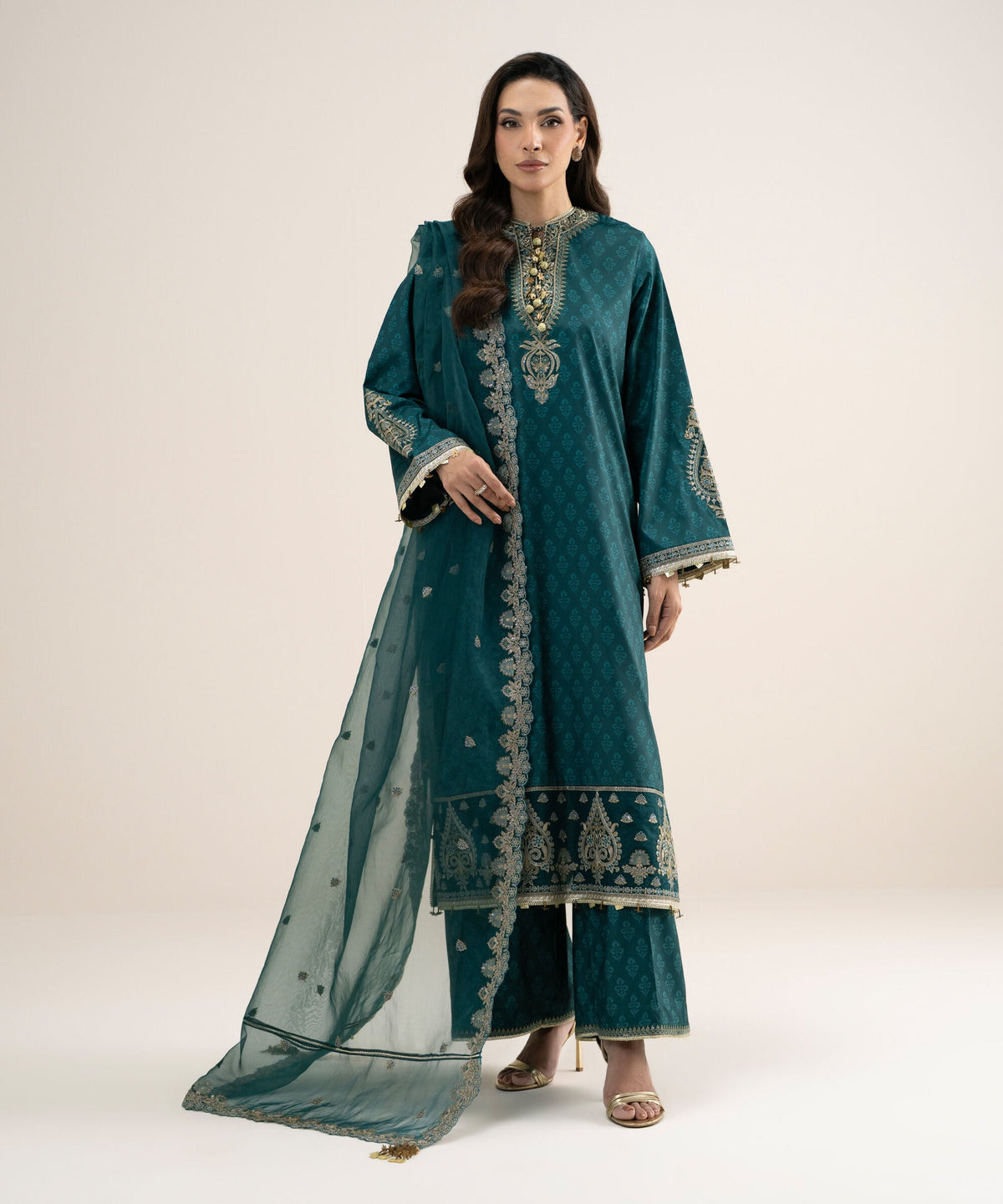 3 Piece - Embroidered Silk Suit 3PELXS26V838