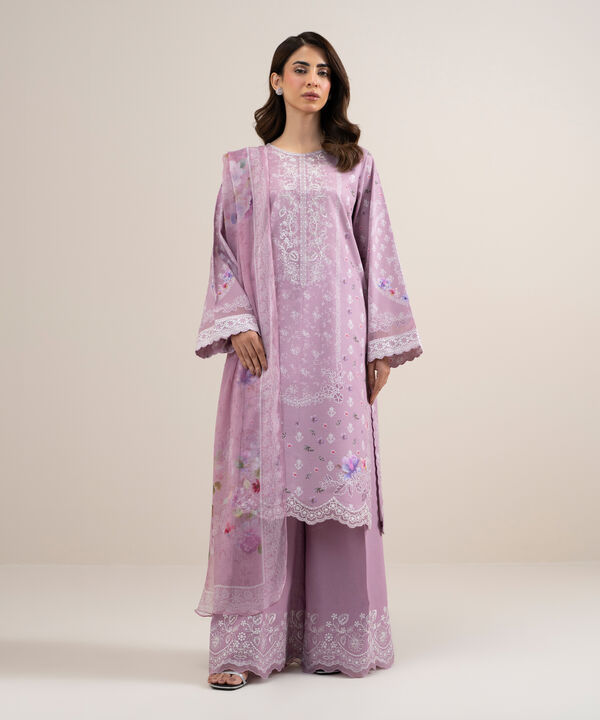 3 Piece - Embroidered Dobby Suit