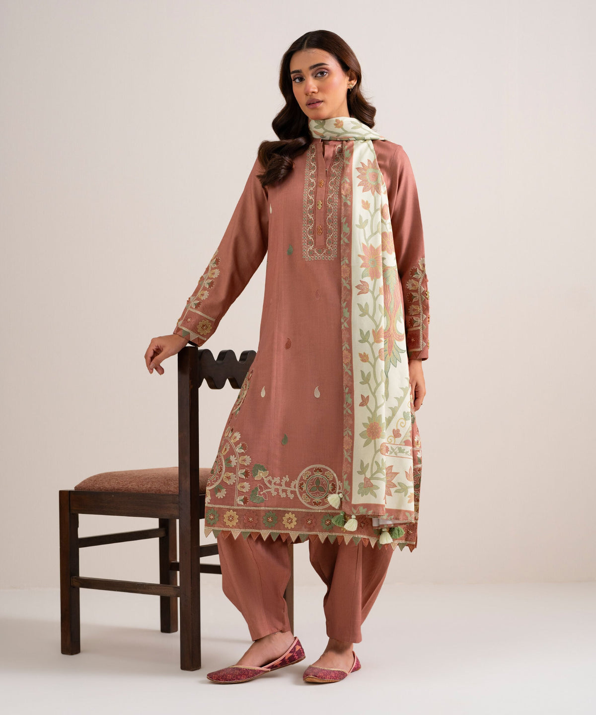 3 Piece - Embroidered Linen Suit 3PESGS26V856