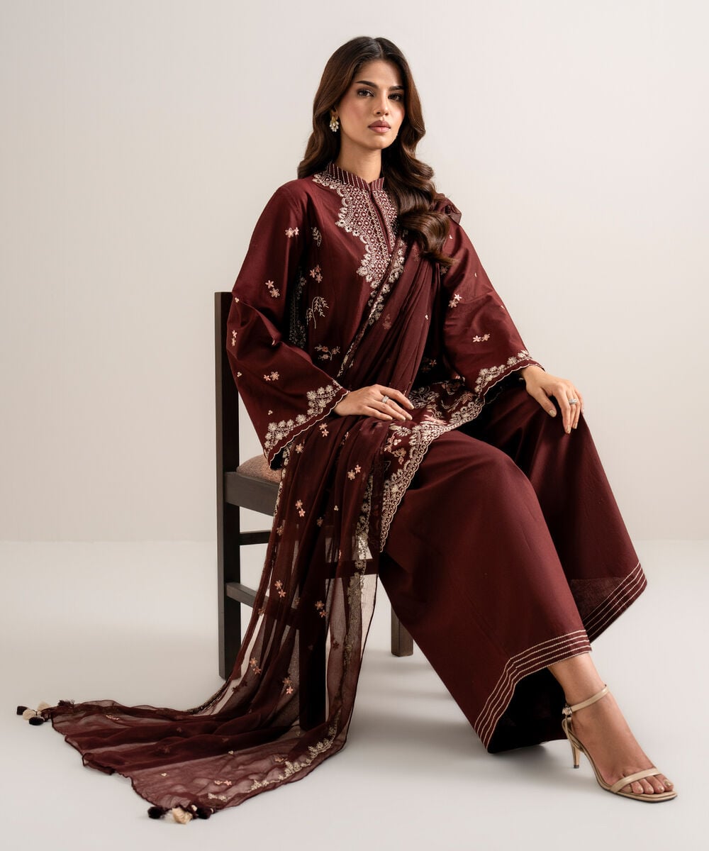 3 Piece - Embroidered Cotton Viscose Suit 3PESTS26V816