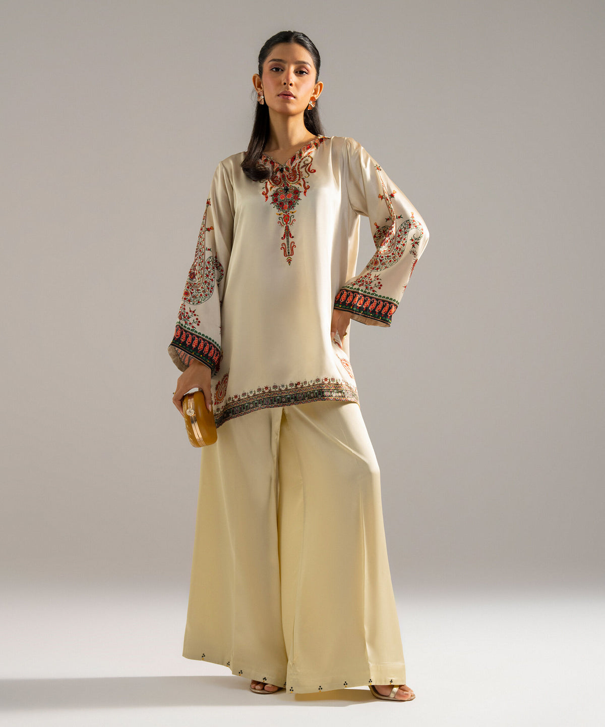 2 Piece - Printed Satin Suit 3TNS26FMV606