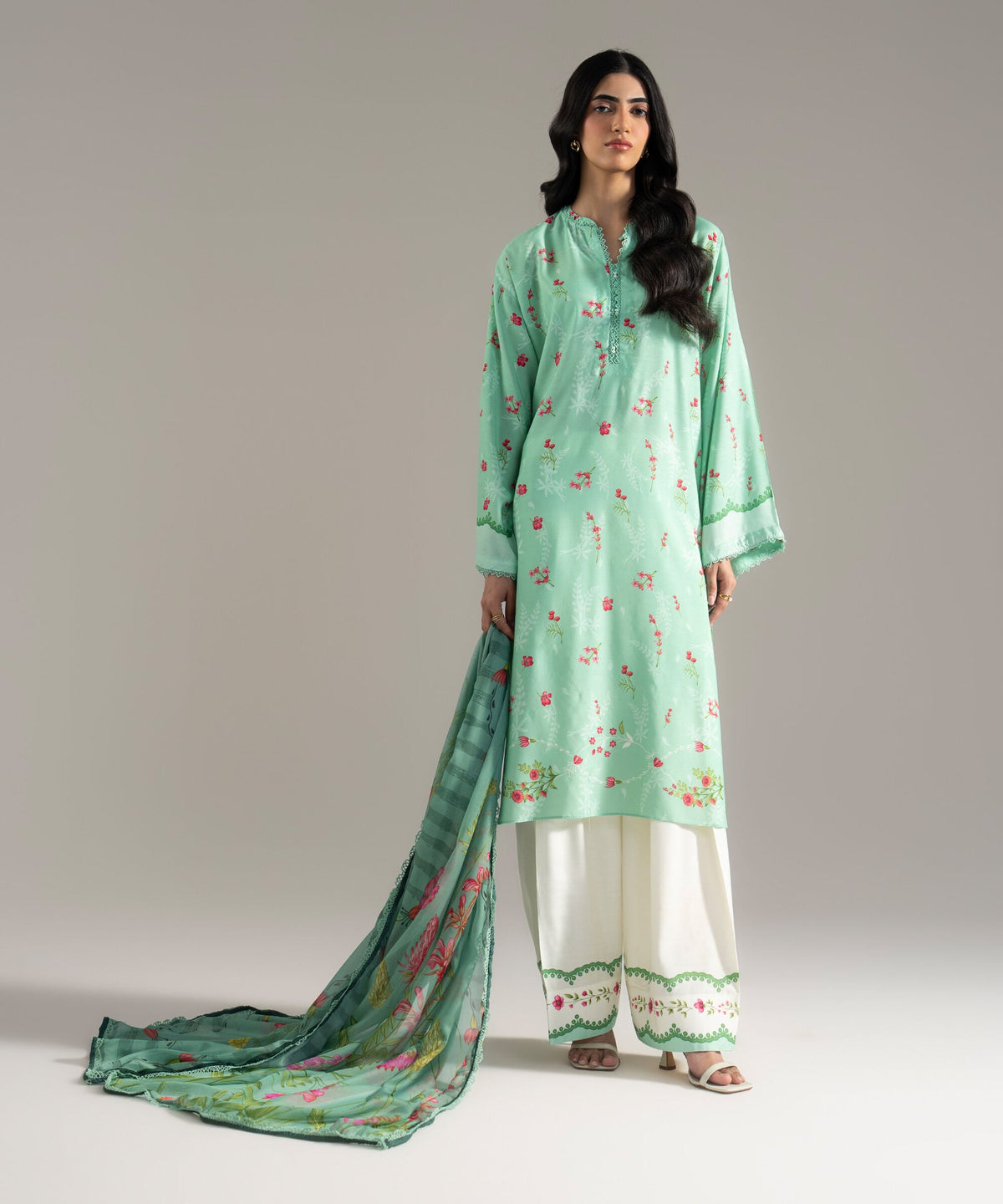3 Piece - Printed Raw Silk Suit 3TNSFMHMV614