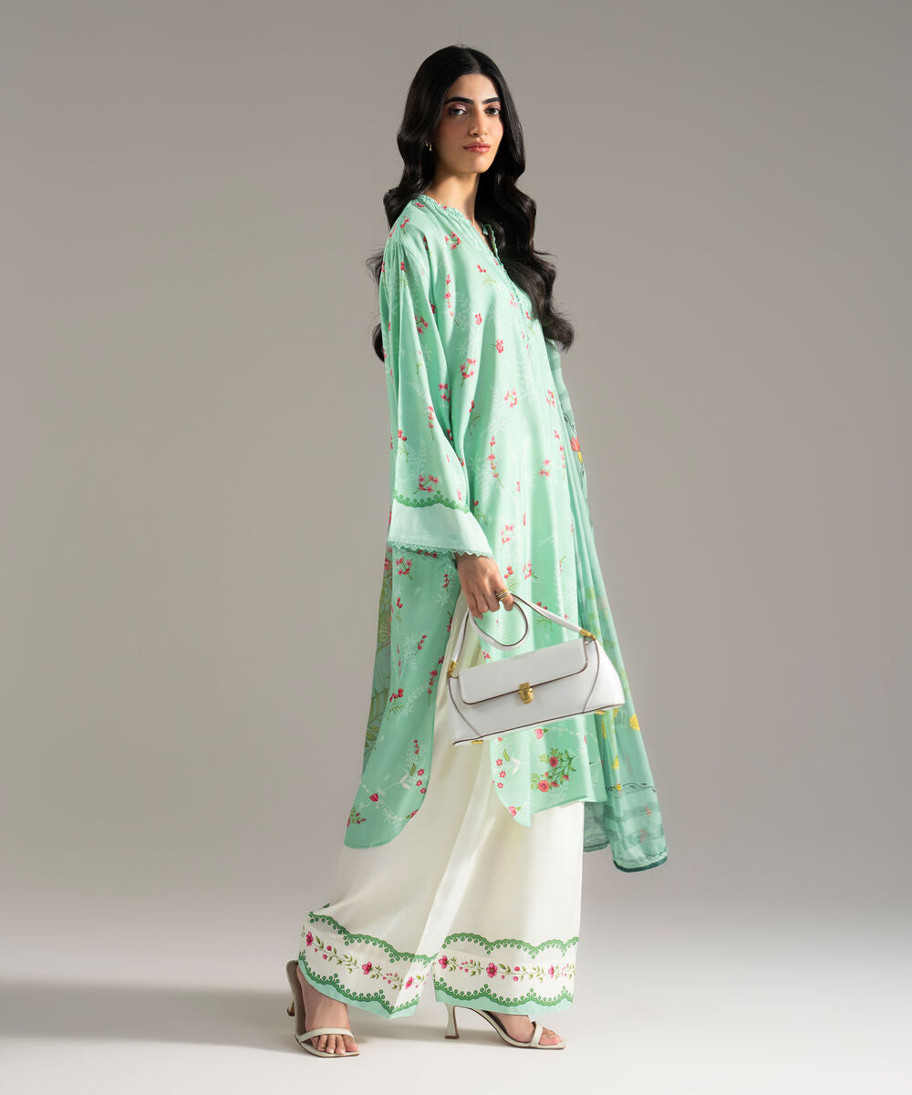 3 Piece - Printed Raw Silk Suit 3TNSFMHMV614