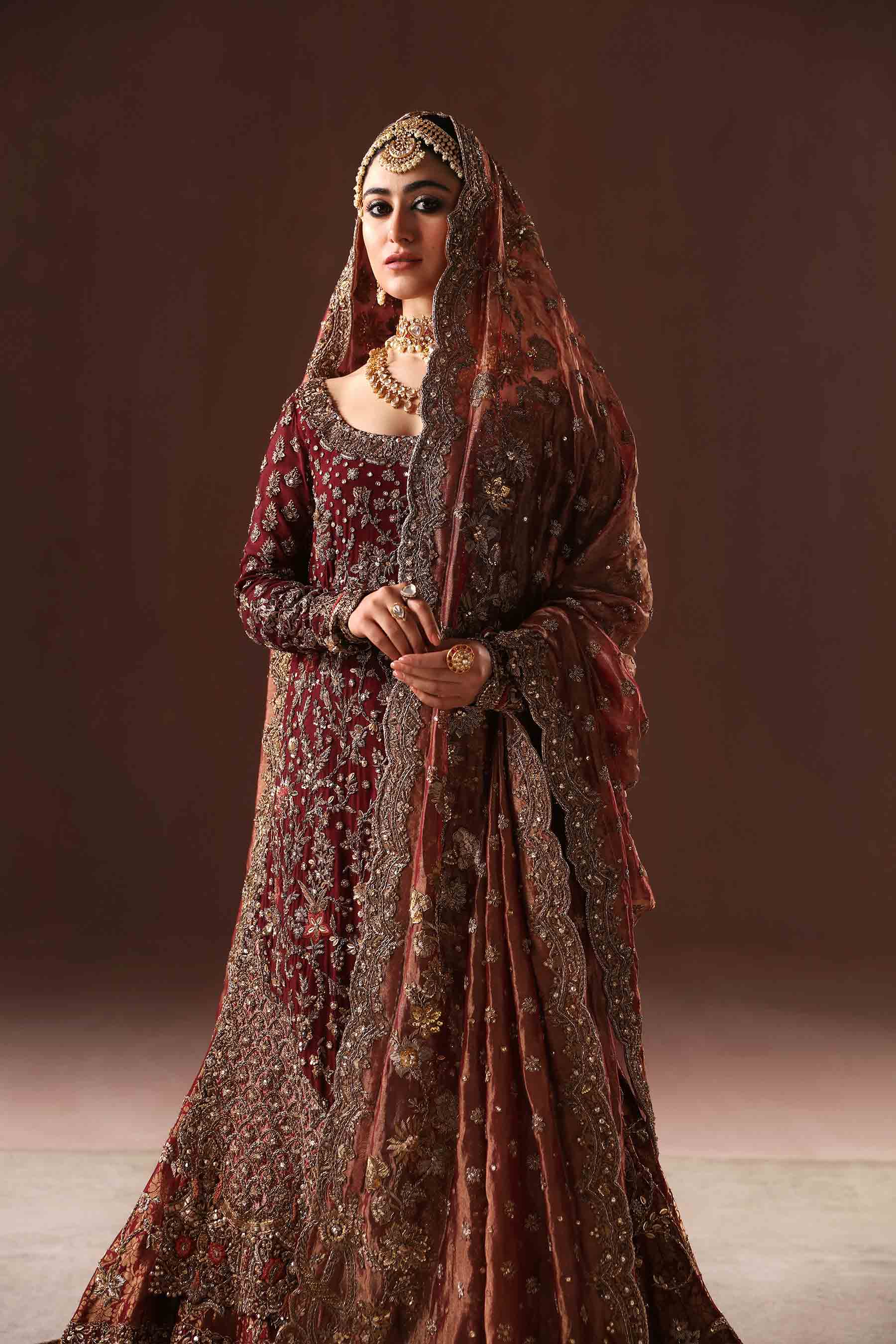 Maroon and Antique gold farshi gharara set (BR-09)