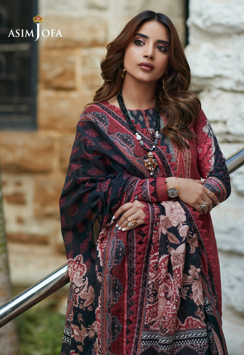 AJS-12 DESIGNERS STITCHED PRINTED LAWN 3 PCS
