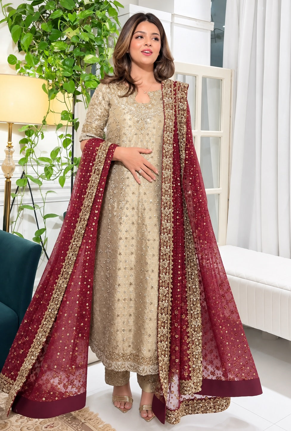Haris Shakeel-Nawal by Ayla's Atelier Luxury Mysoori Embroidered 3Pc Unstitched Suit PA-195