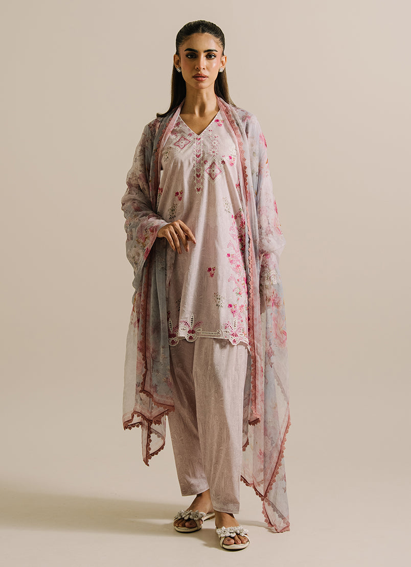 3 PC Printed Embroidered Suit