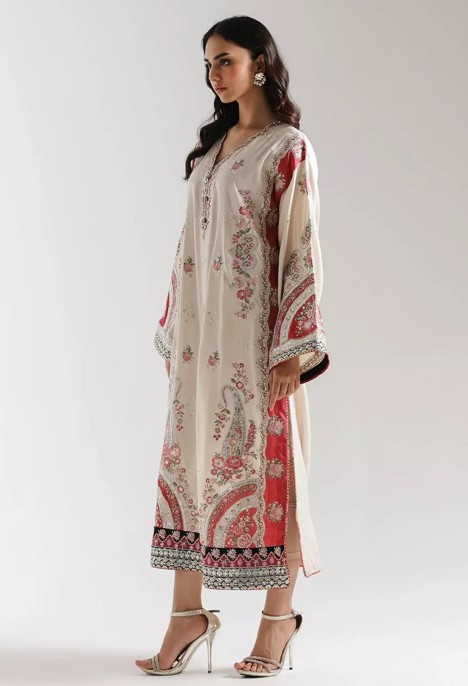 Ethnc Luxury Silk Embroidered Unstitched Kaftan Suit PA-180