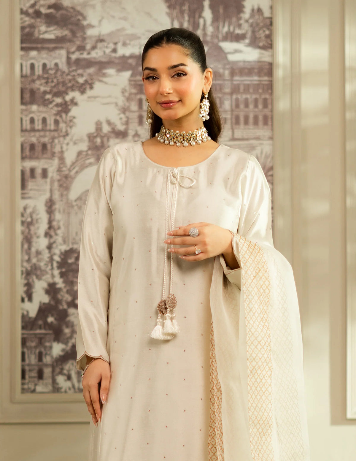 Laado Pearl Haze Embroidered Dupatta