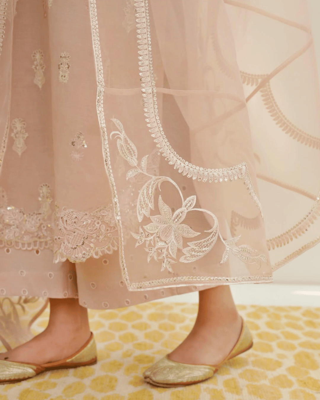 Dusty Pink Lawn Suit | Floral 3 Piece Formal Wear