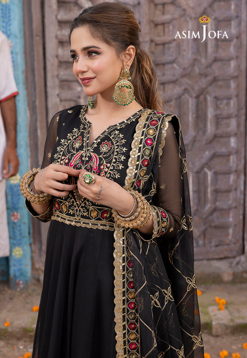 AJABD-25 EMBROIDERED CHIFFON STITCHED 3 PCS