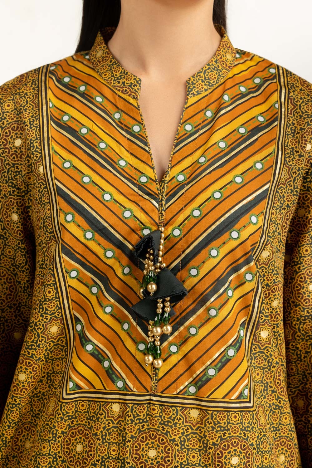 3Pc Lawn Gold Printed Suit