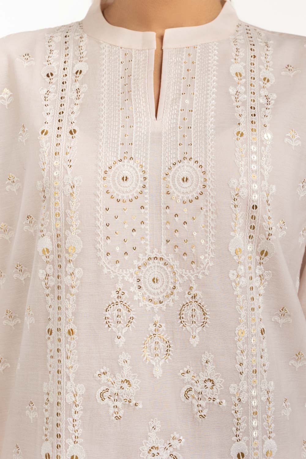 3PC Paper Cotton Embroidered Suit
