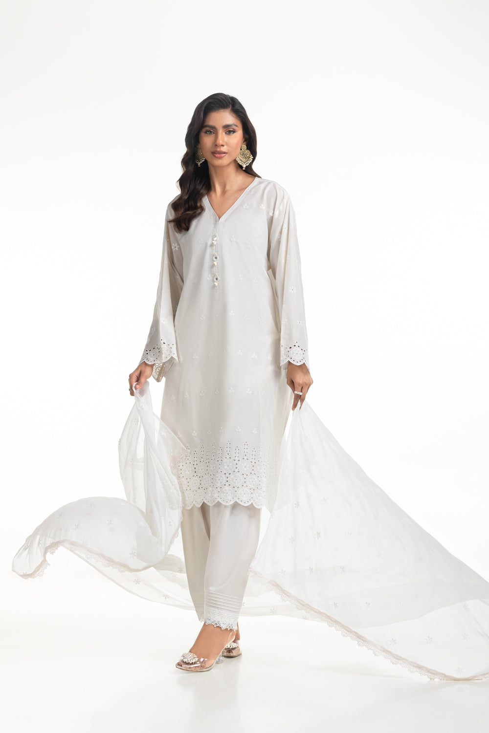 3PC Lawn Schiffli Embroidered Suit
