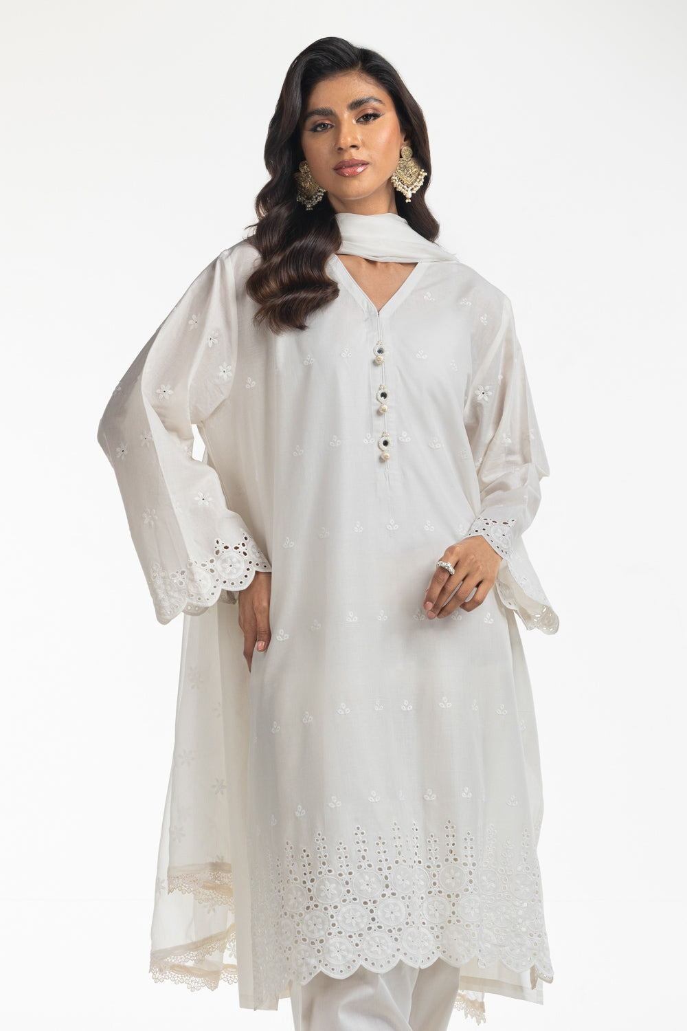 3PC Lawn Schiffli Embroidered Suit
