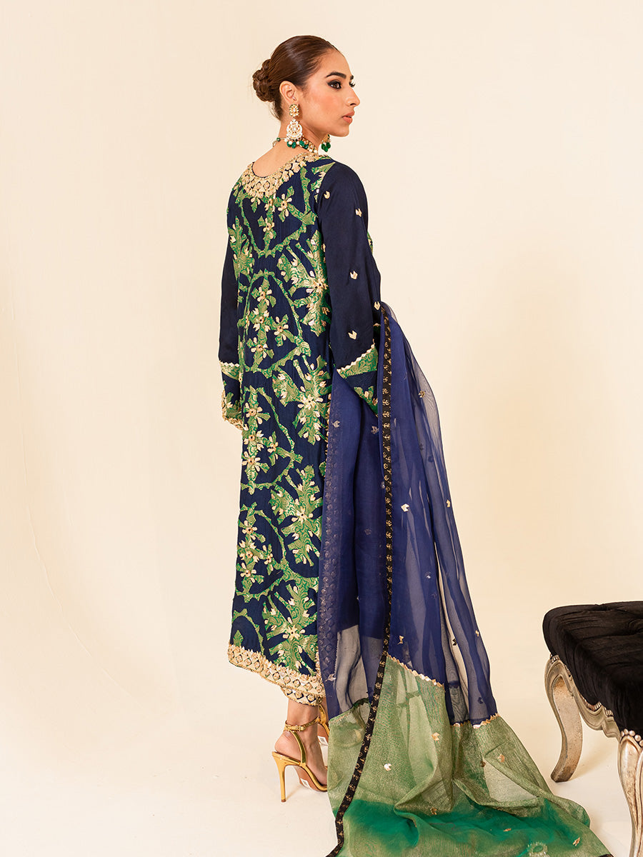 Nauratan | The Jamewar Series - Navy and Emerald